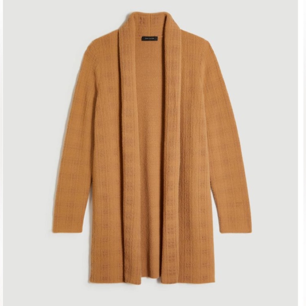 Ann Taylor Plaid Coatigan in Camel, Size XS